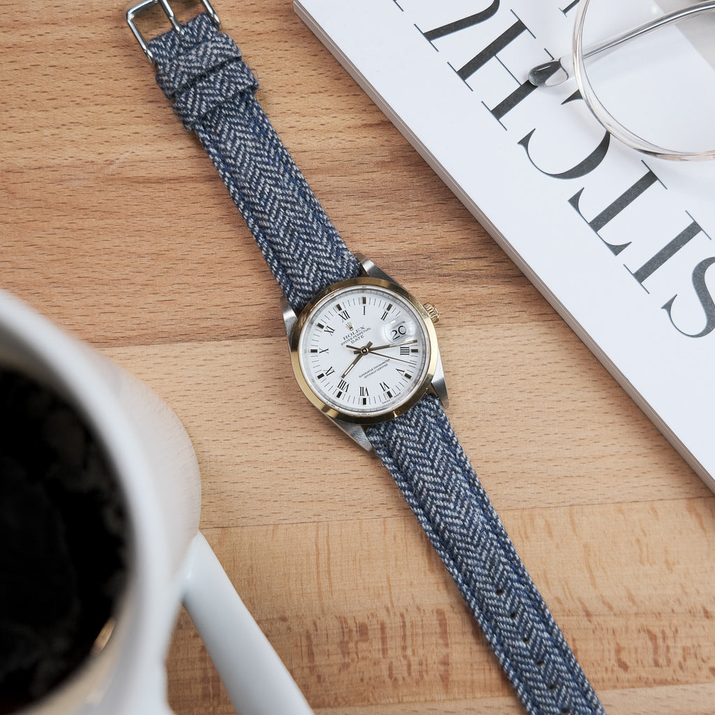 The Otello Tweed Watch Strap in Blue Lume Straps