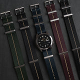 The Cella NATO Strap - Navy with Khaki Stripe