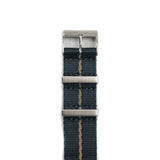 The Cella NATO Strap - Navy with Khaki Stripe
